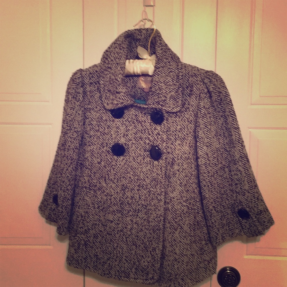 Black and white pea coat